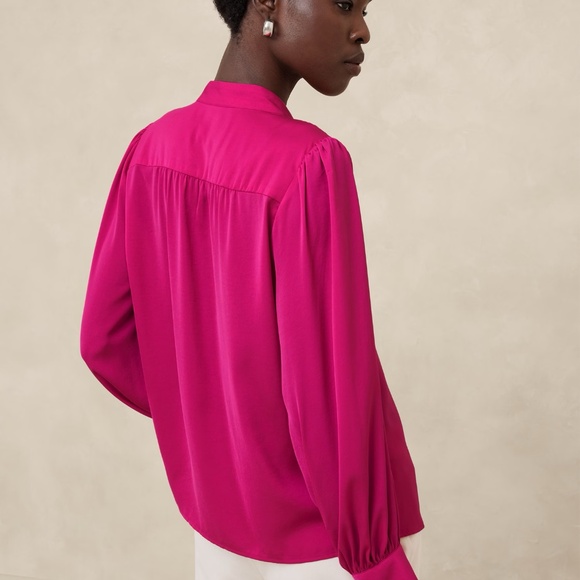 New Banana Republic VOLUME-SLEEVE BLOUSE Yellow  NWT - Picture 5 of 7